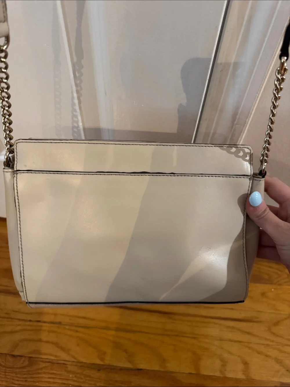 kate spade Cream Leather Bow Crossbody with Gold Chain